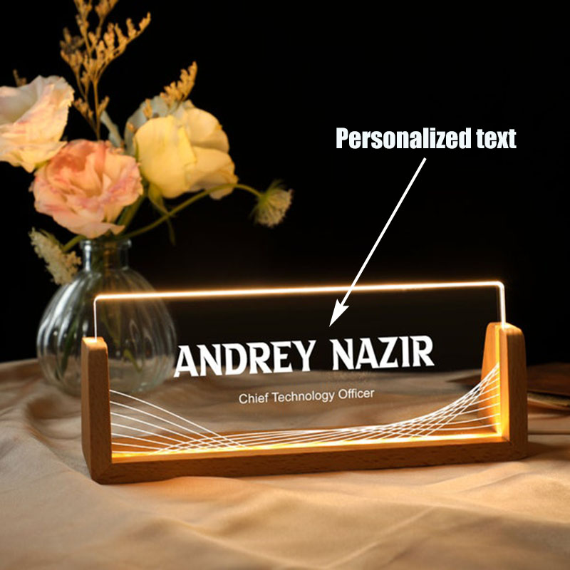 Desk Name Plate - Aanpasbare gepersonaliseerde verlichte acryl bureau naamplaatje