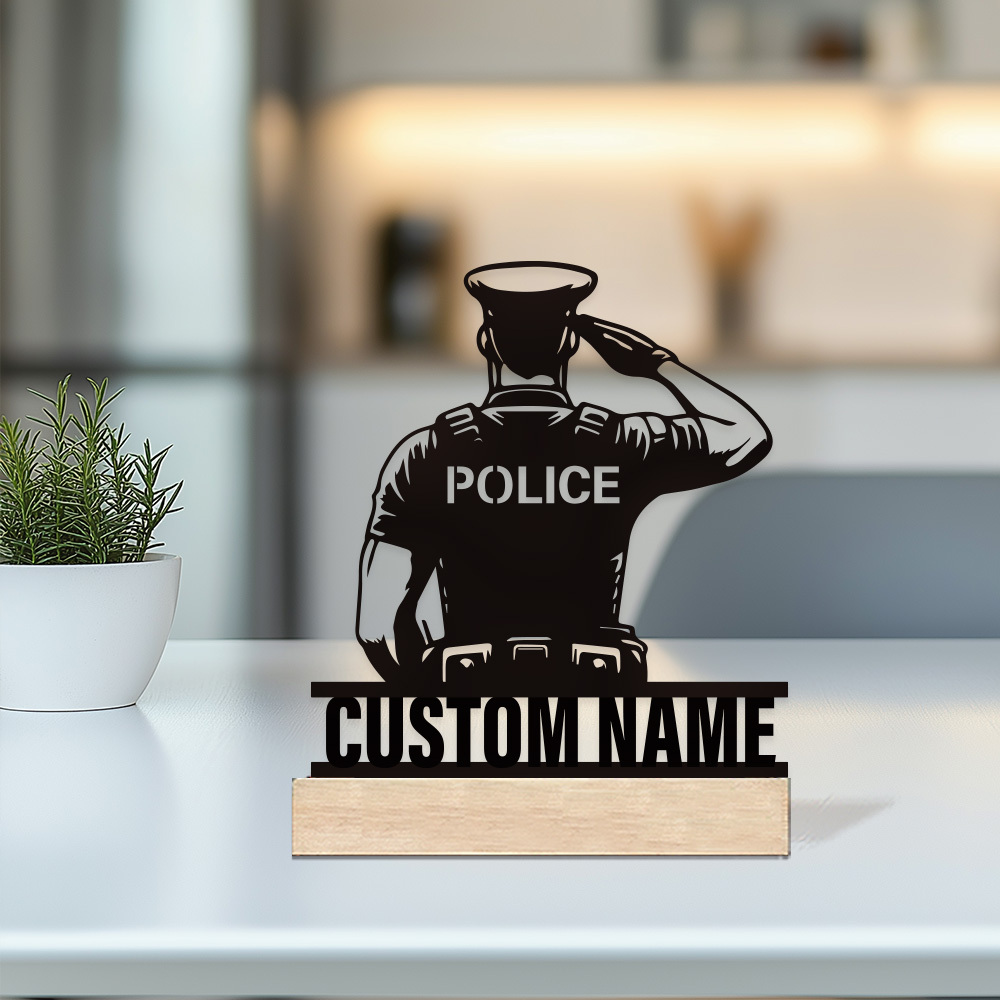 Desk Name Plate - Gepersonaliseerd metalen politiebadge, gepersonaliseerde naamplaat voor
