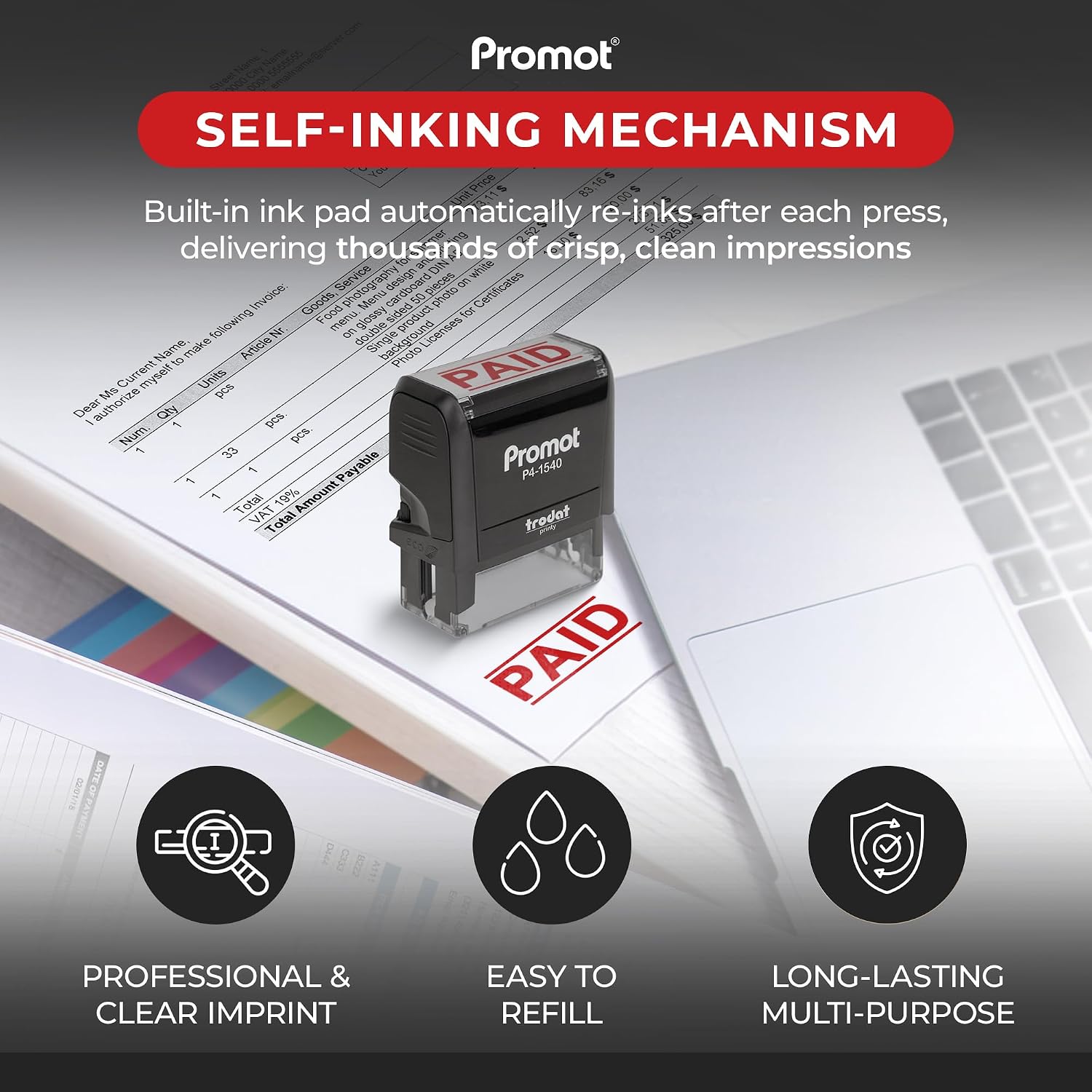 Zelfinktende betaalde stempel, - Self Inking Stamp recensie en prijs